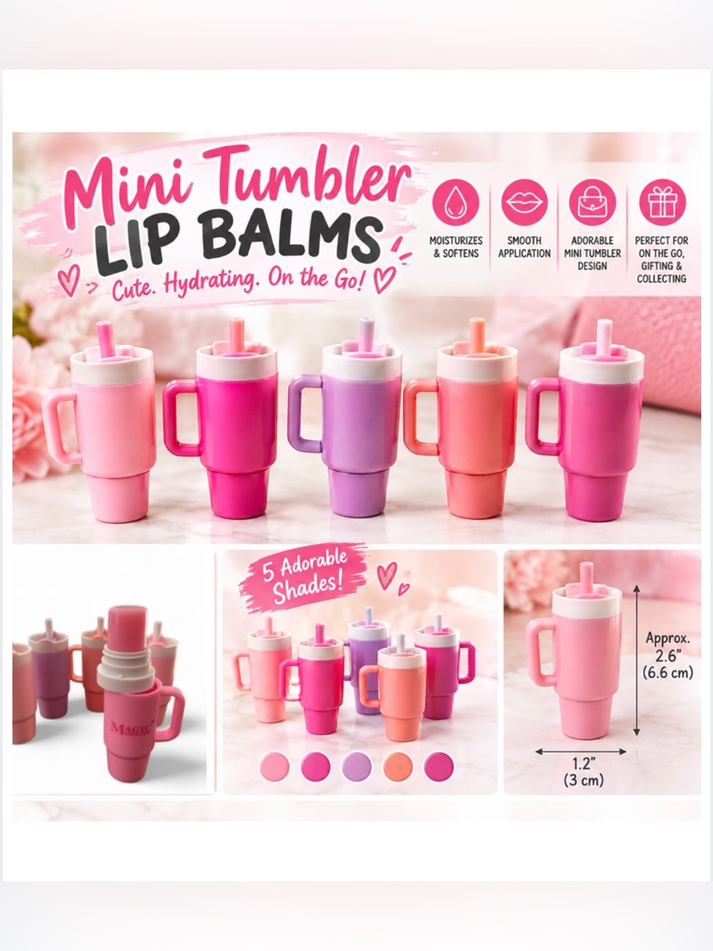 Mini Tumbler Lip Balm — Set of 5 - Brand New